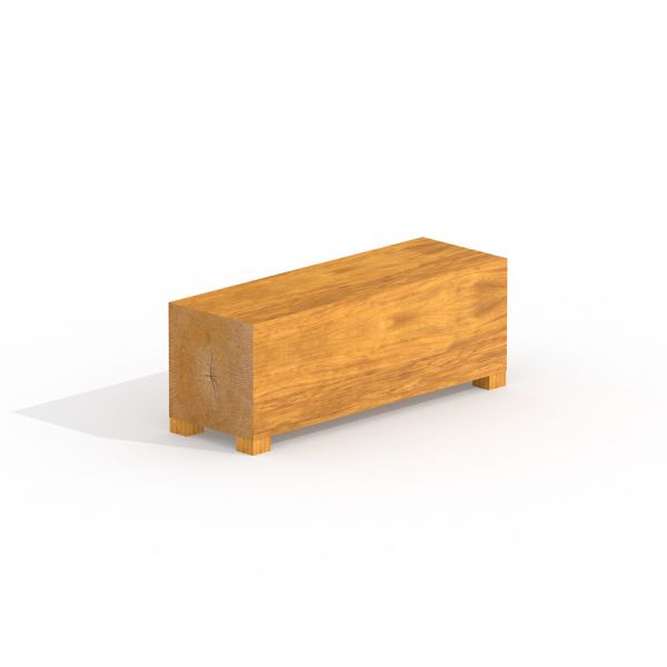Panchina in legno Cube su sfondo bianco.