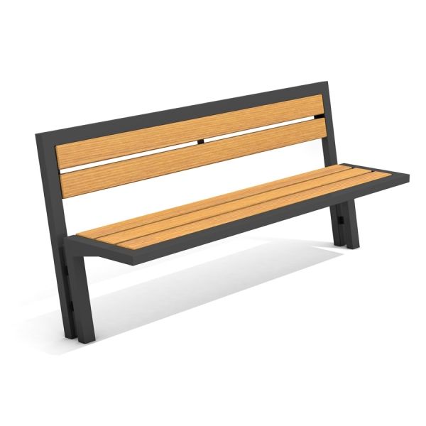 Panchina in legno da esterno Uppsala Bench con struttura in metallo.
