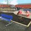 HPL Bench Freestanding blu in un'area parco all'aperto