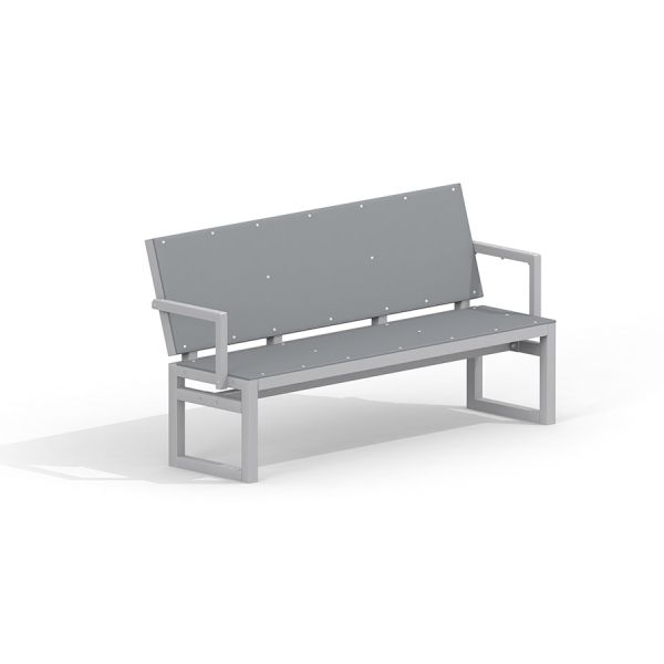 Moderno Kyoto Sofa HPL grigio con struttura metallica.