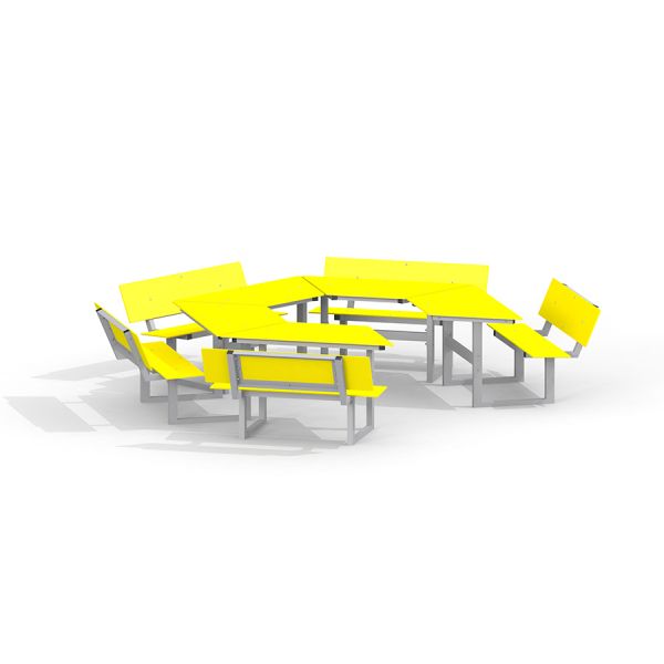 Giallo School Table & Bench HPL, arredo per aula all'aperto