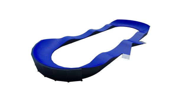 Un circuito modular pumptrack blu.