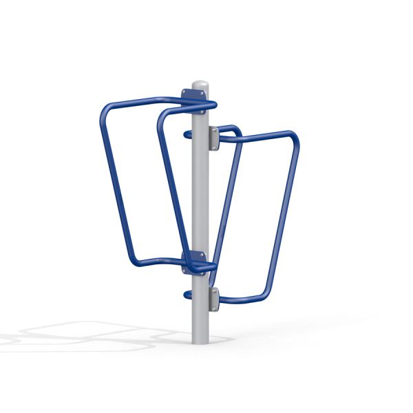 Attrezzatura fitness Leg Rise con barre blu e palo bianco